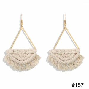 #157 | Bohemian Gold Triangle Macramé Tassel Dangle Earrings